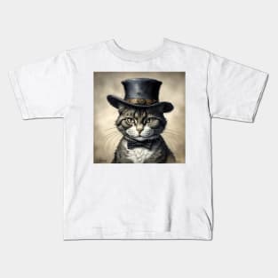 [AI Art] Cheeky cat with hat Kids T-Shirt